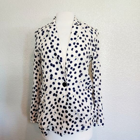 Anna Glover X H&M White Moth Polka Print Blazer Size 2 - Picture 2 of 10